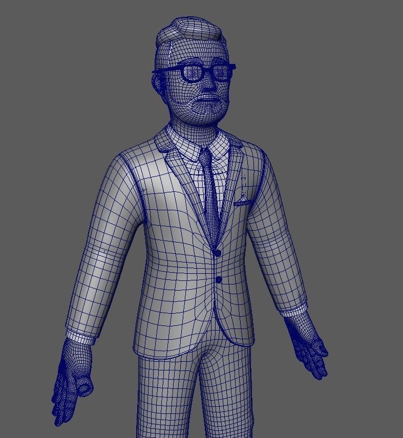 Business Man Minimal Cartoon Character Low-poly 3D model_14
