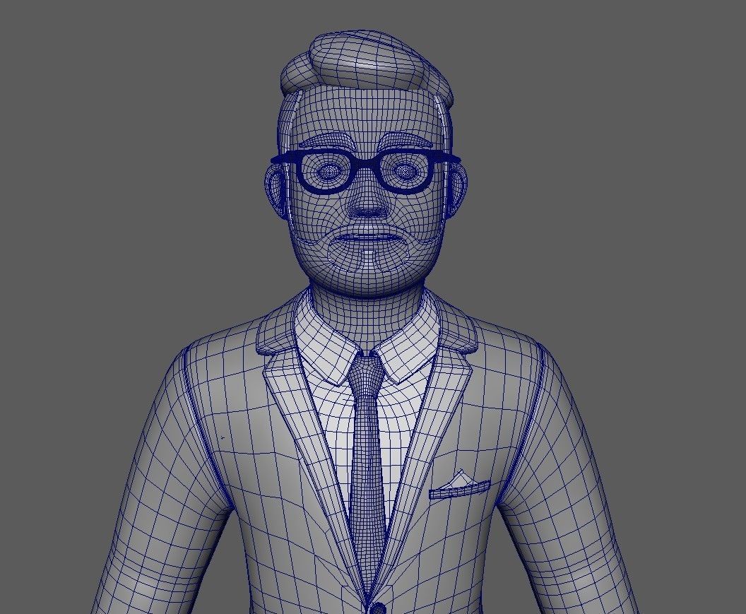 Business Man Minimal Cartoon Character Low-poly 3D model_38