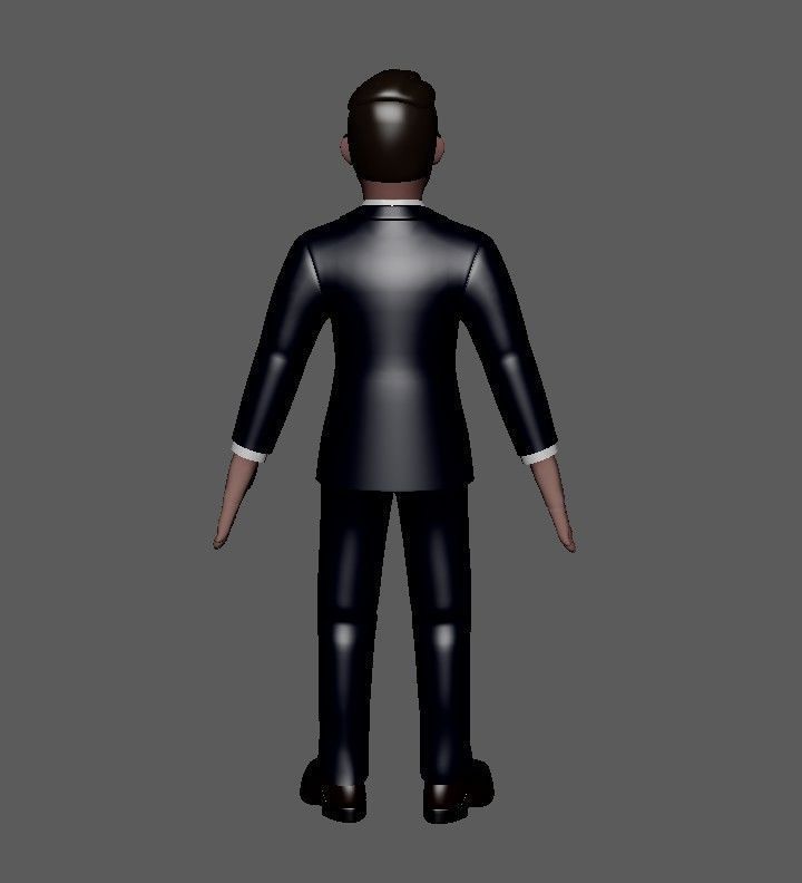 Business Man Minimal Cartoon Character Low-poly 3D model_8