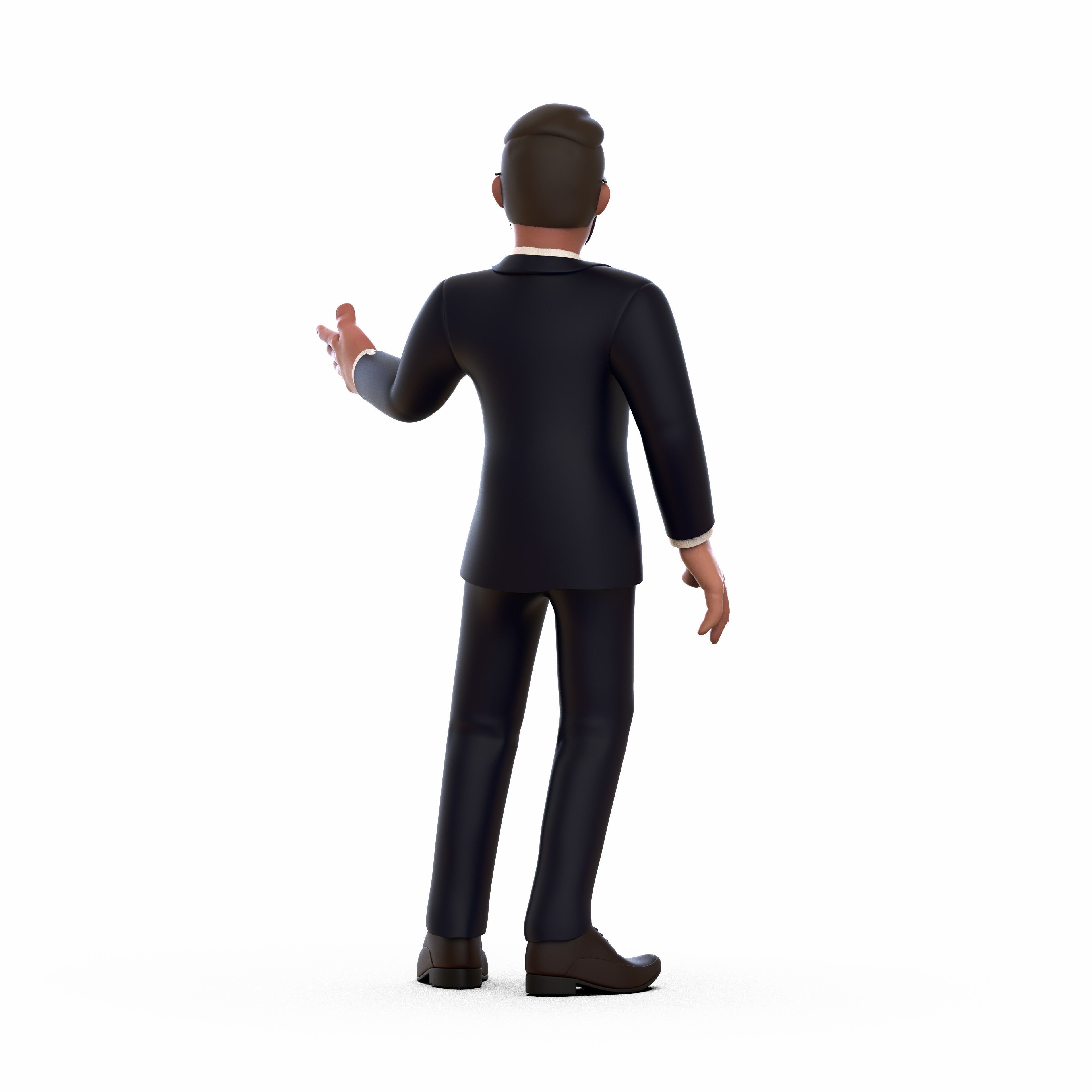 Business Man Minimal Cartoon Character Low-poly 3D model_5