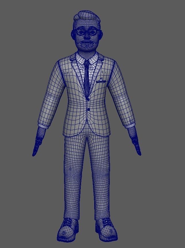 Business Man Minimal Cartoon Character Low-poly 3D model_11