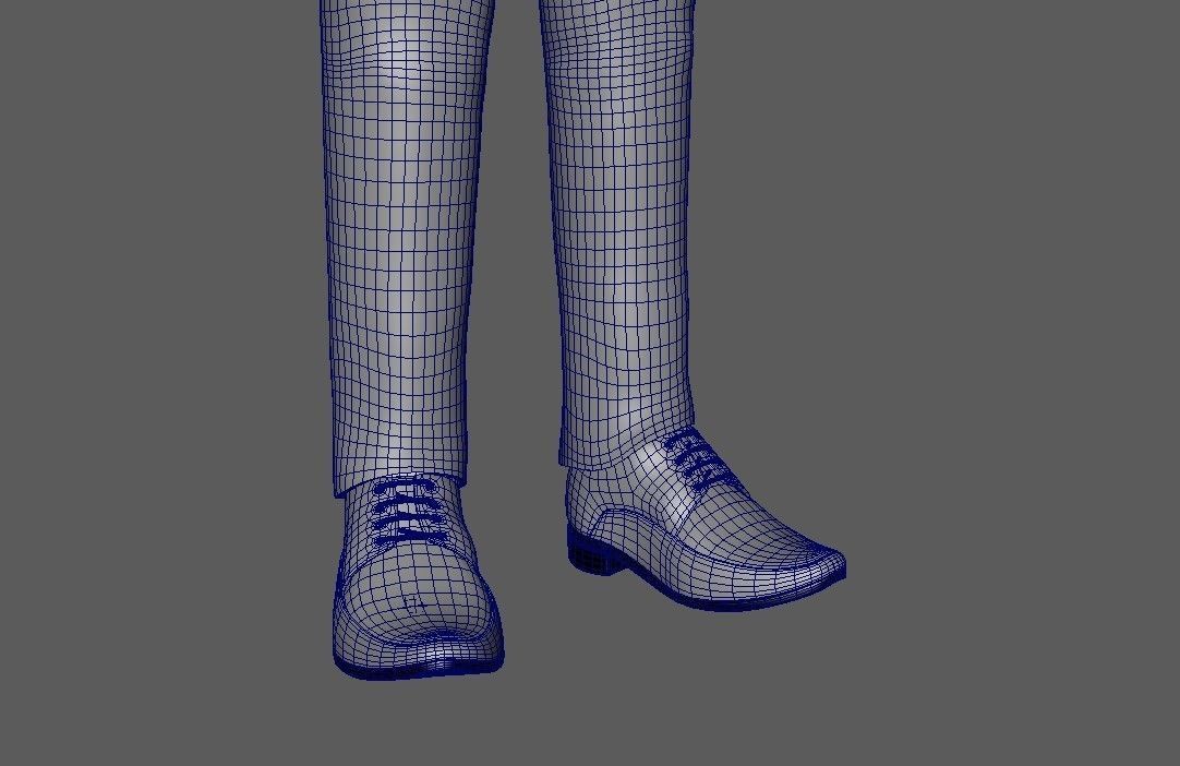 Business Man Minimal Cartoon Character Low-poly 3D model_15