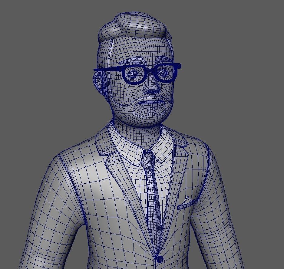 Business Man Minimal Cartoon Character Low-poly 3D model_13