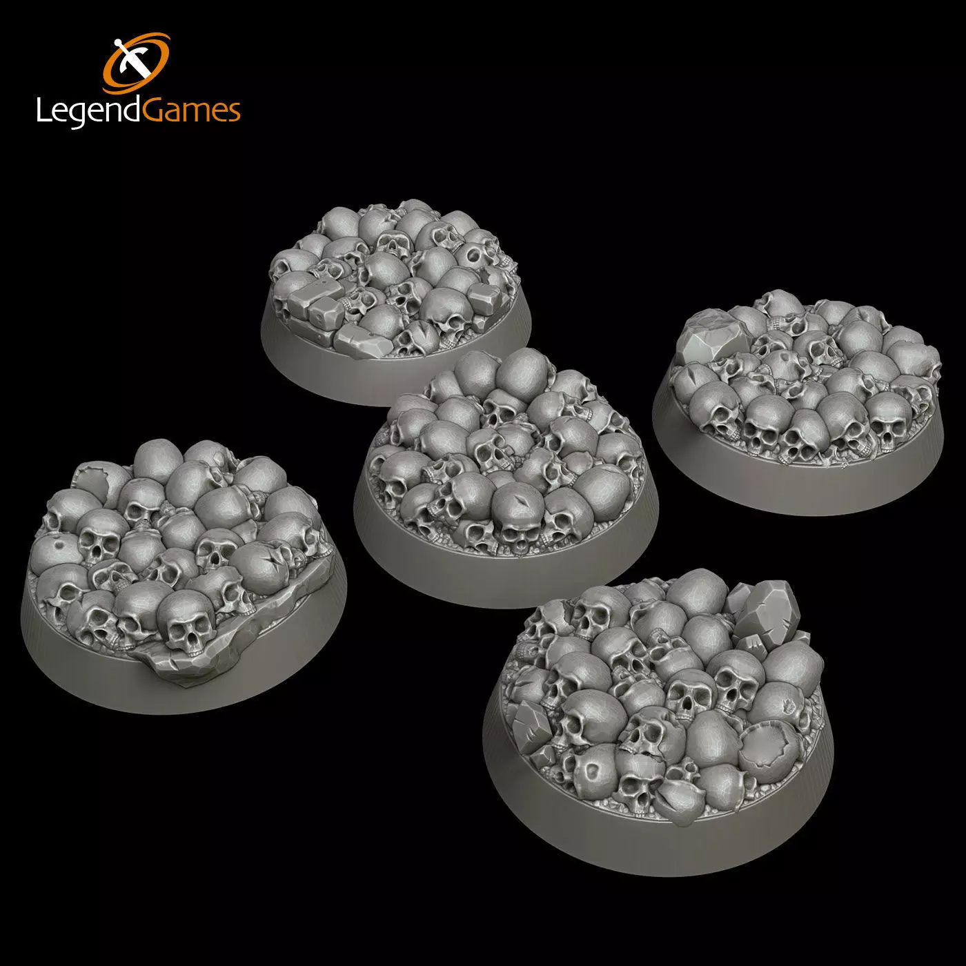 LegendGames Skull Bases - 25mm Round x5 3D print model