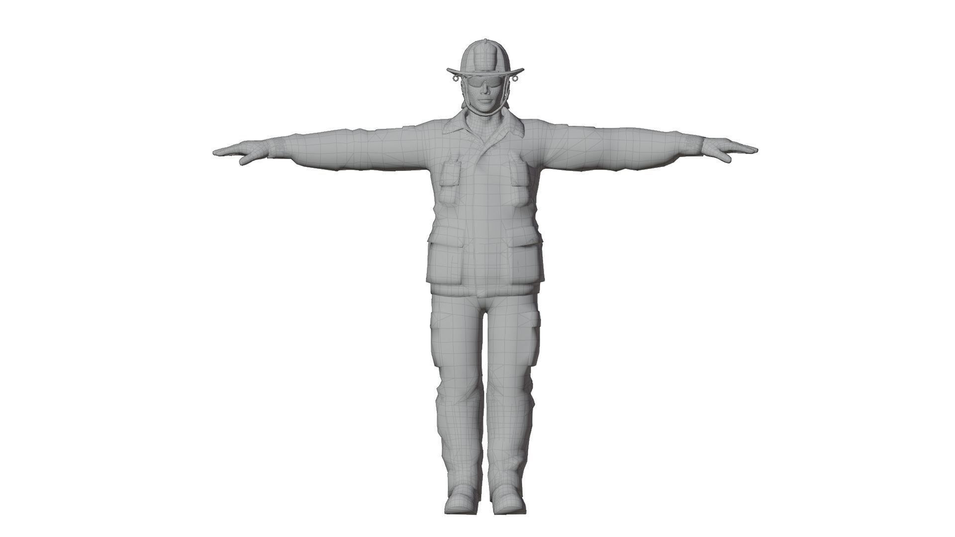 Brave Protector High Quality 3D Model Firefighter Low-poly 3D model_7