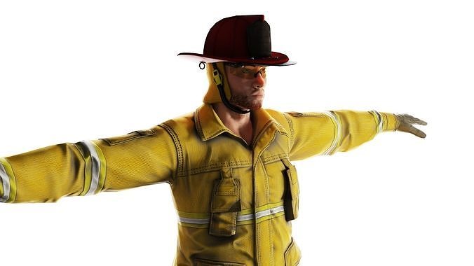 Brave Protector High Quality 3D Model Firefighter Low-poly 3D model
