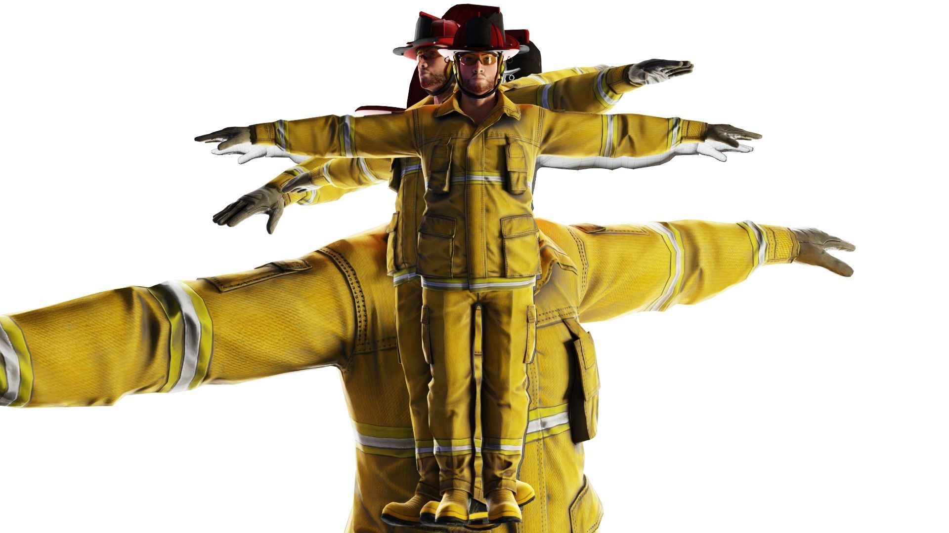Brave Protector High Quality 3D Model Firefighter Low-poly 3D model_6