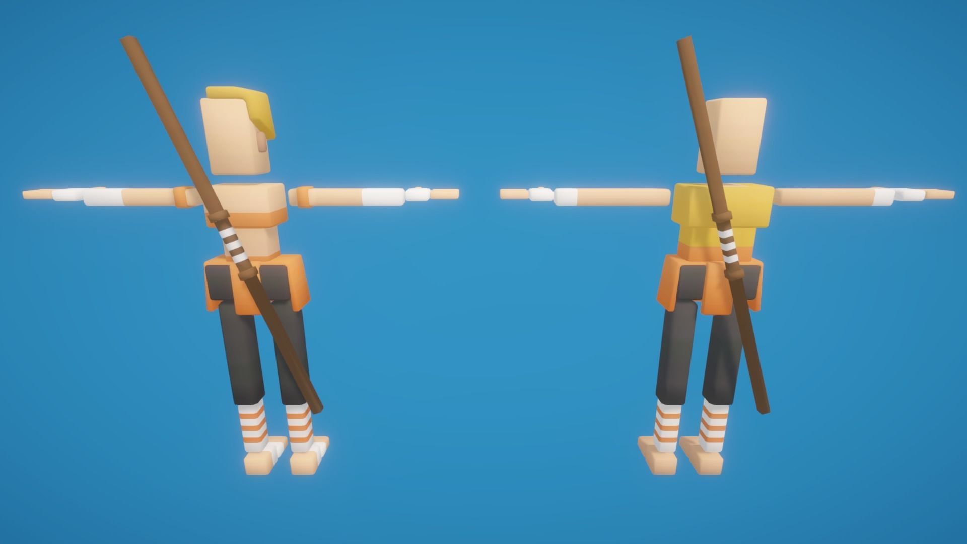 Poxel - Monk Characters - Rigged Low-poly 3D model_4