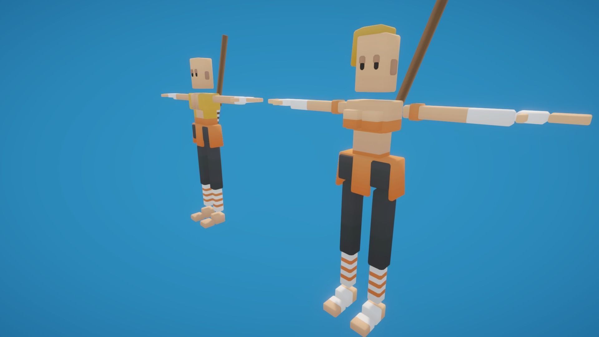 Poxel - Monk Characters - Rigged Low-poly 3D model_3