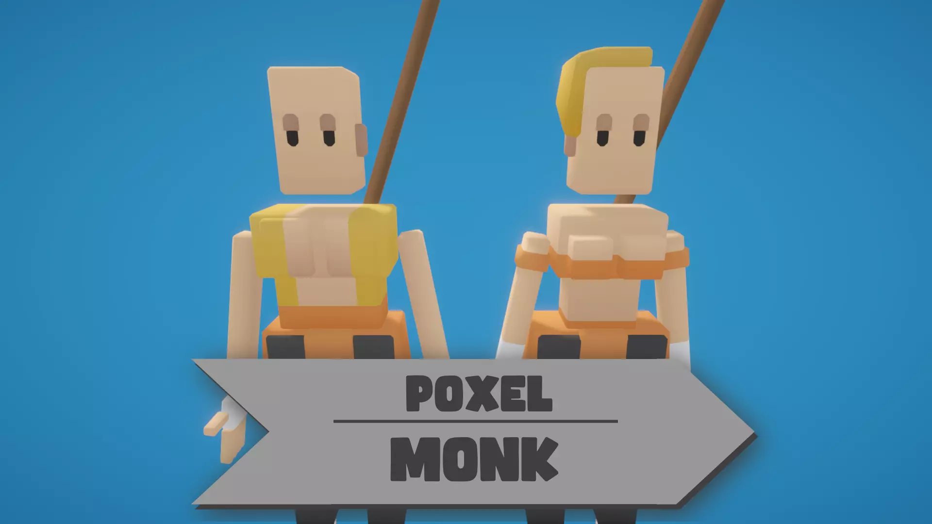 Poxel - Monk Characters - Rigged Low-poly 3D model_0