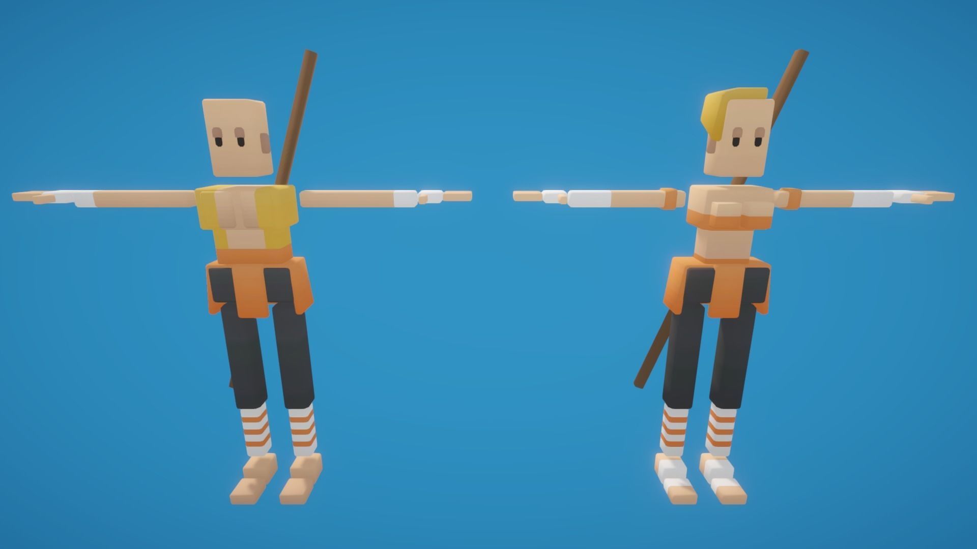 Poxel - Monk Characters - Rigged Low-poly 3D model_2