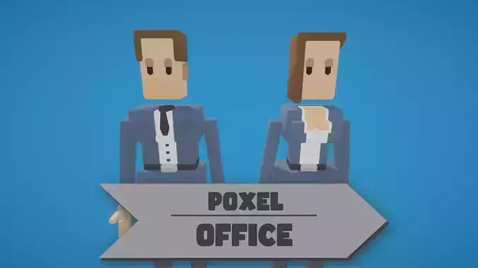 Poxel - Office Characters - Rigged Low-poly 3D model