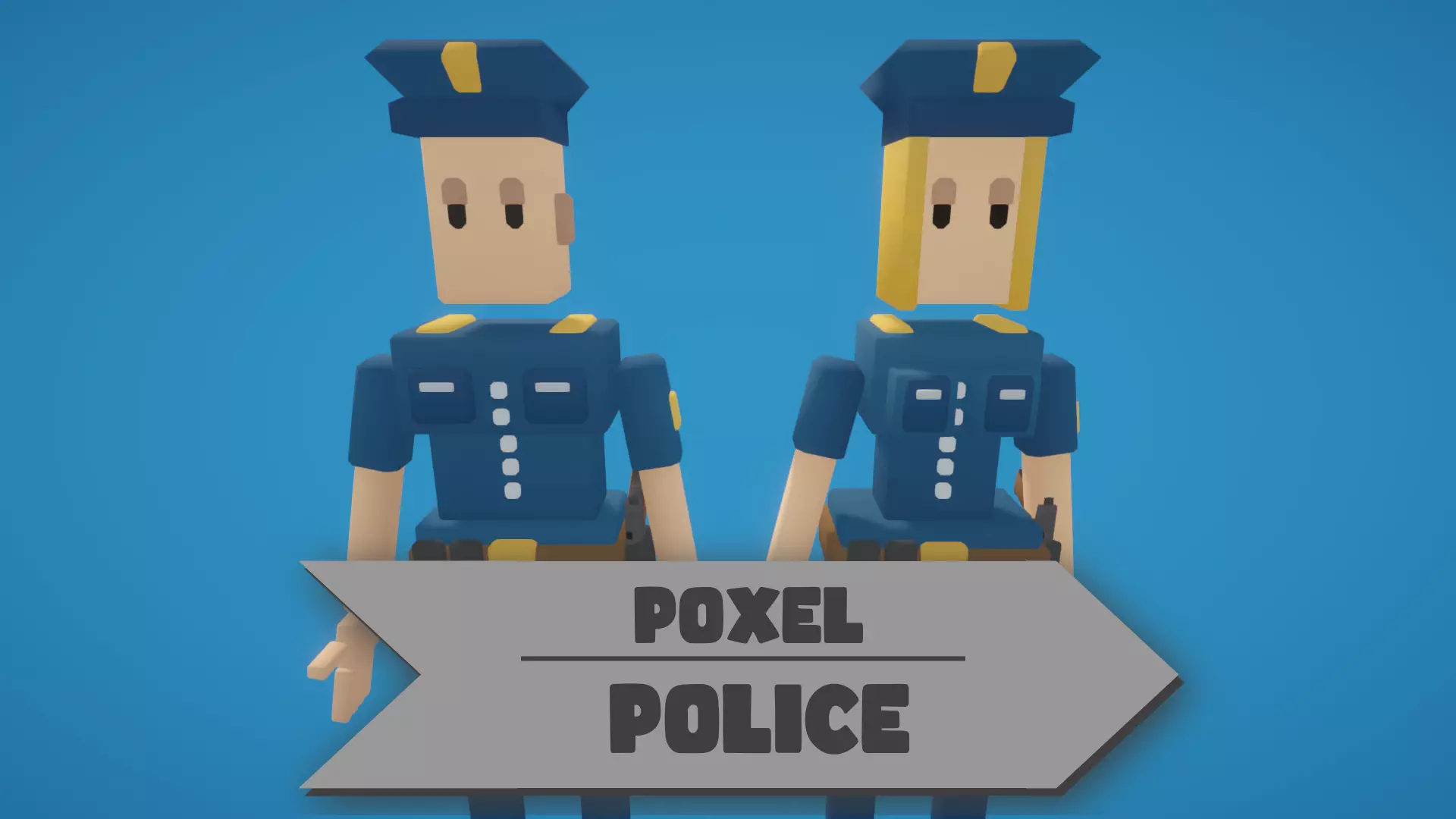 Poxel - Police Characters - Rigged Low-poly 3D model_0