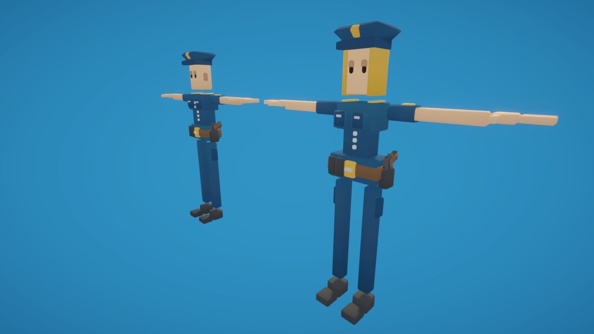 Poxel - Police Characters - Rigged Low-poly 3D model_3