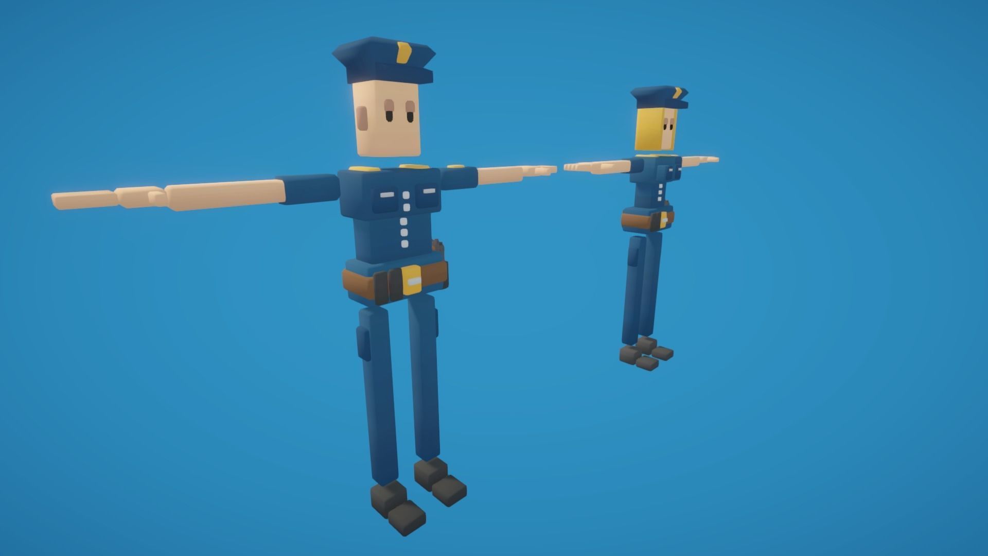 Poxel - Police Characters - Rigged Low-poly 3D model_5