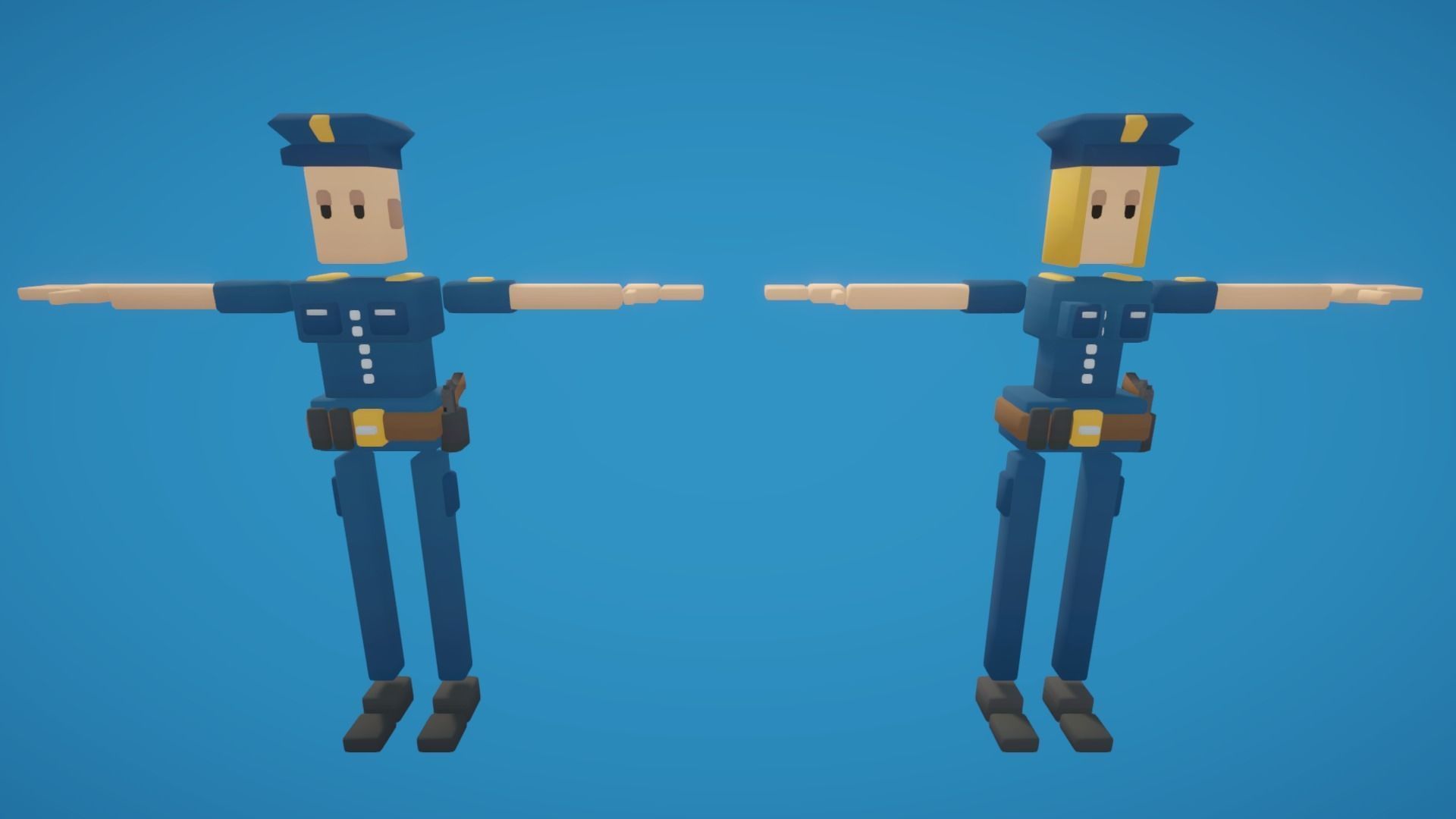 Poxel - Police Characters - Rigged Low-poly 3D model_2