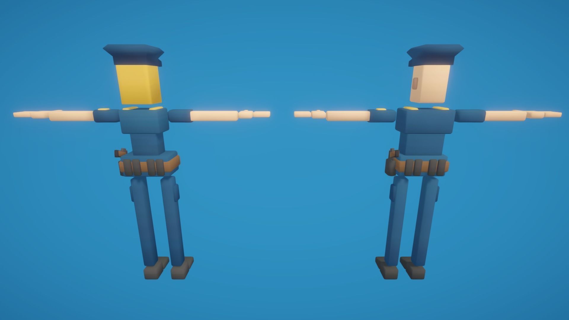 Poxel - Police Characters - Rigged Low-poly 3D model_4