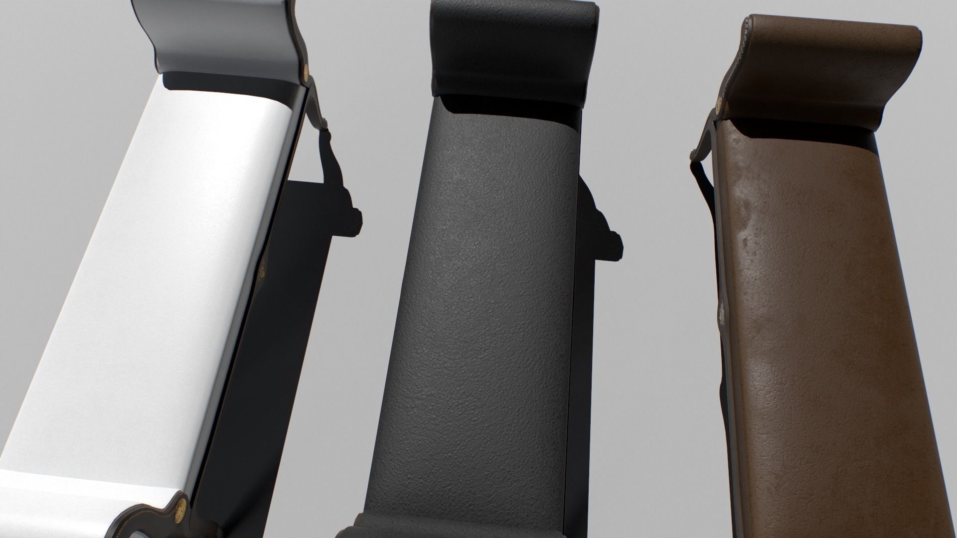 Vintage Bench set Low-poly 3D model_6