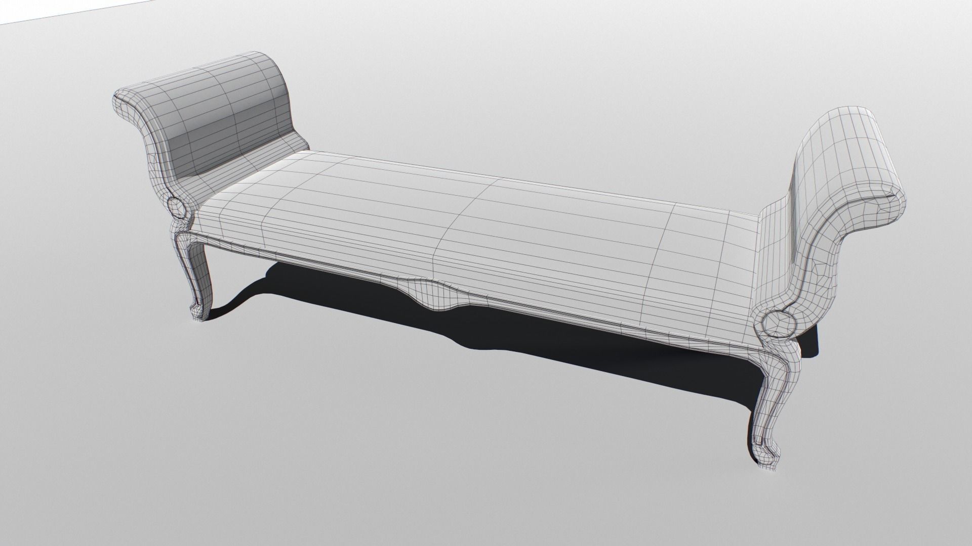 Vintage Bench set Low-poly 3D model_7