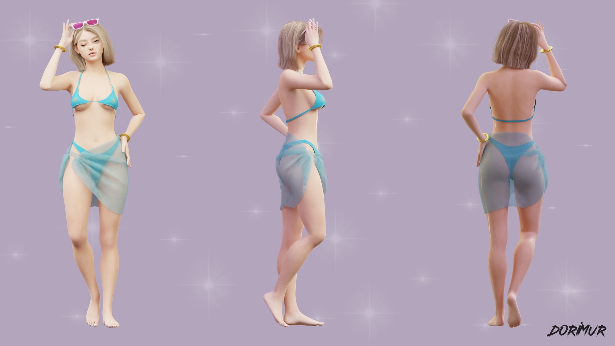 Sunny Piti - Beach girl - Game Ready Low-poly 3D model Low-poly 3D model_3
