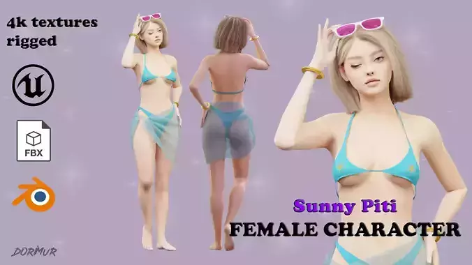 Sunny Piti - Beach girl - Game Ready Low-poly 3D model Low-poly 3D model Sunny Piti - Beach girl - Game Ready Low-poly 3D model Low-poly 3D model