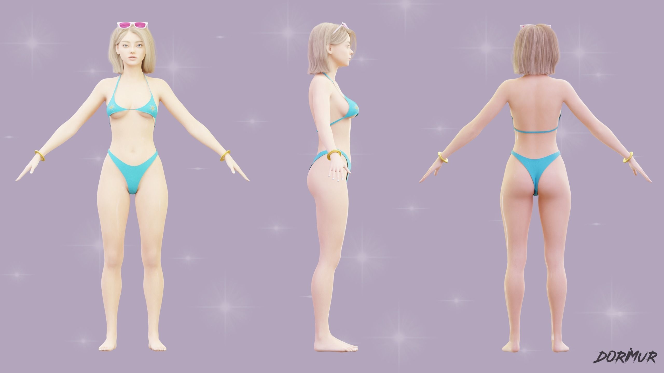 Sunny Piti - Beach girl - Game Ready Low-poly 3D model Low-poly 3D model_5