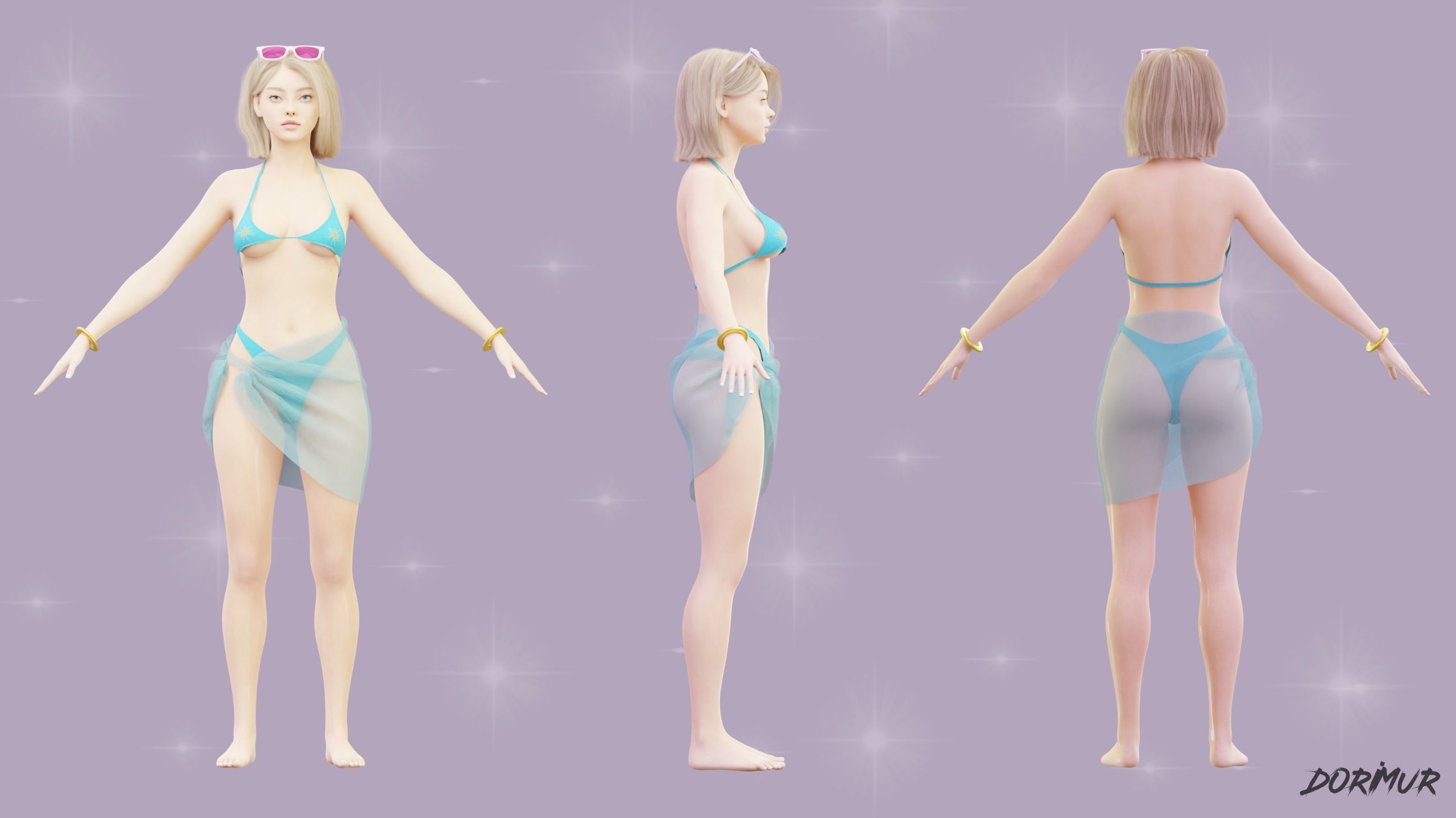 Sunny Piti - Beach girl - Game Ready Low-poly 3D model Low-poly 3D model_4