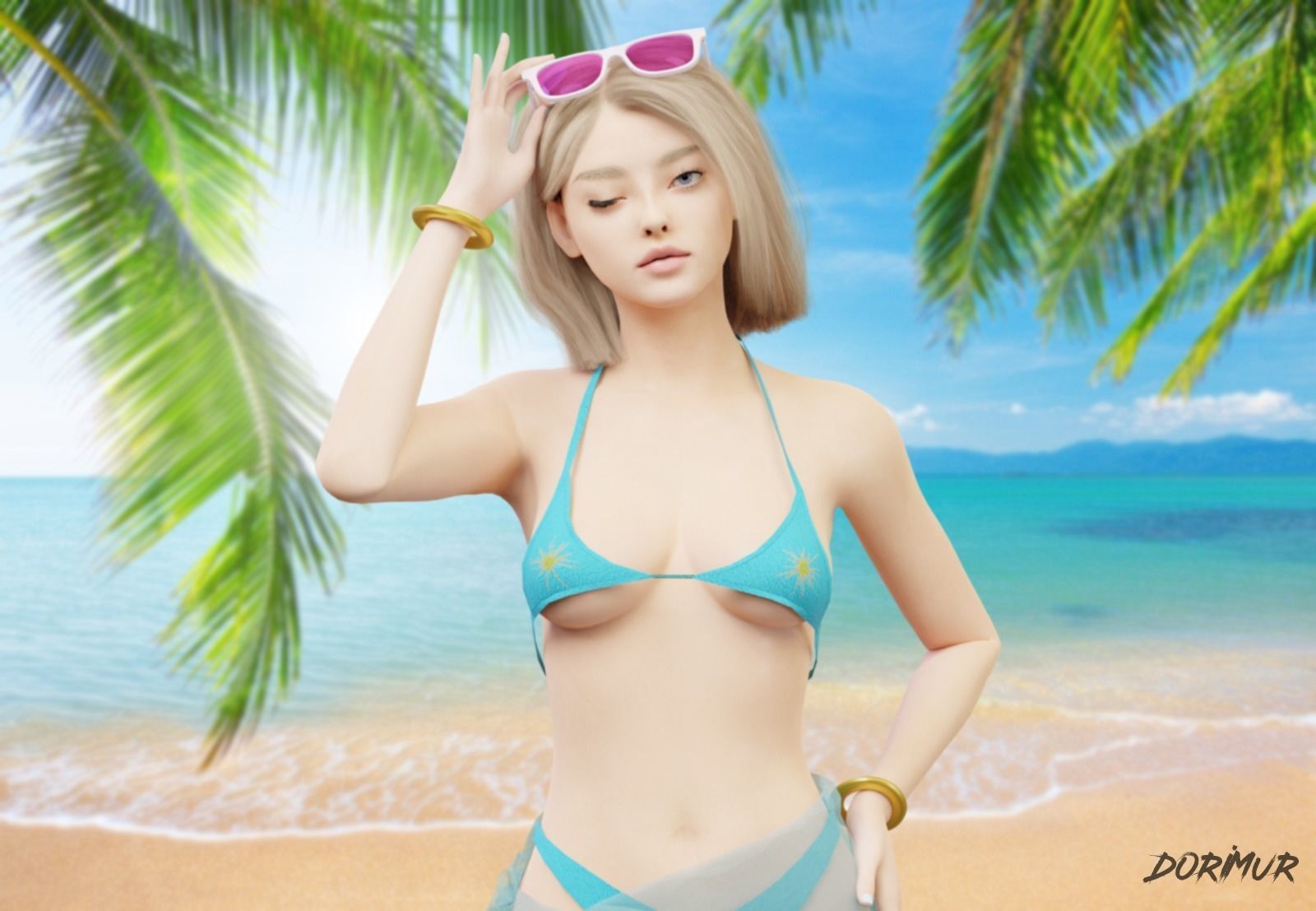 Sunny Piti - Beach girl - Game Ready Low-poly 3D model Low-poly 3D model_10
