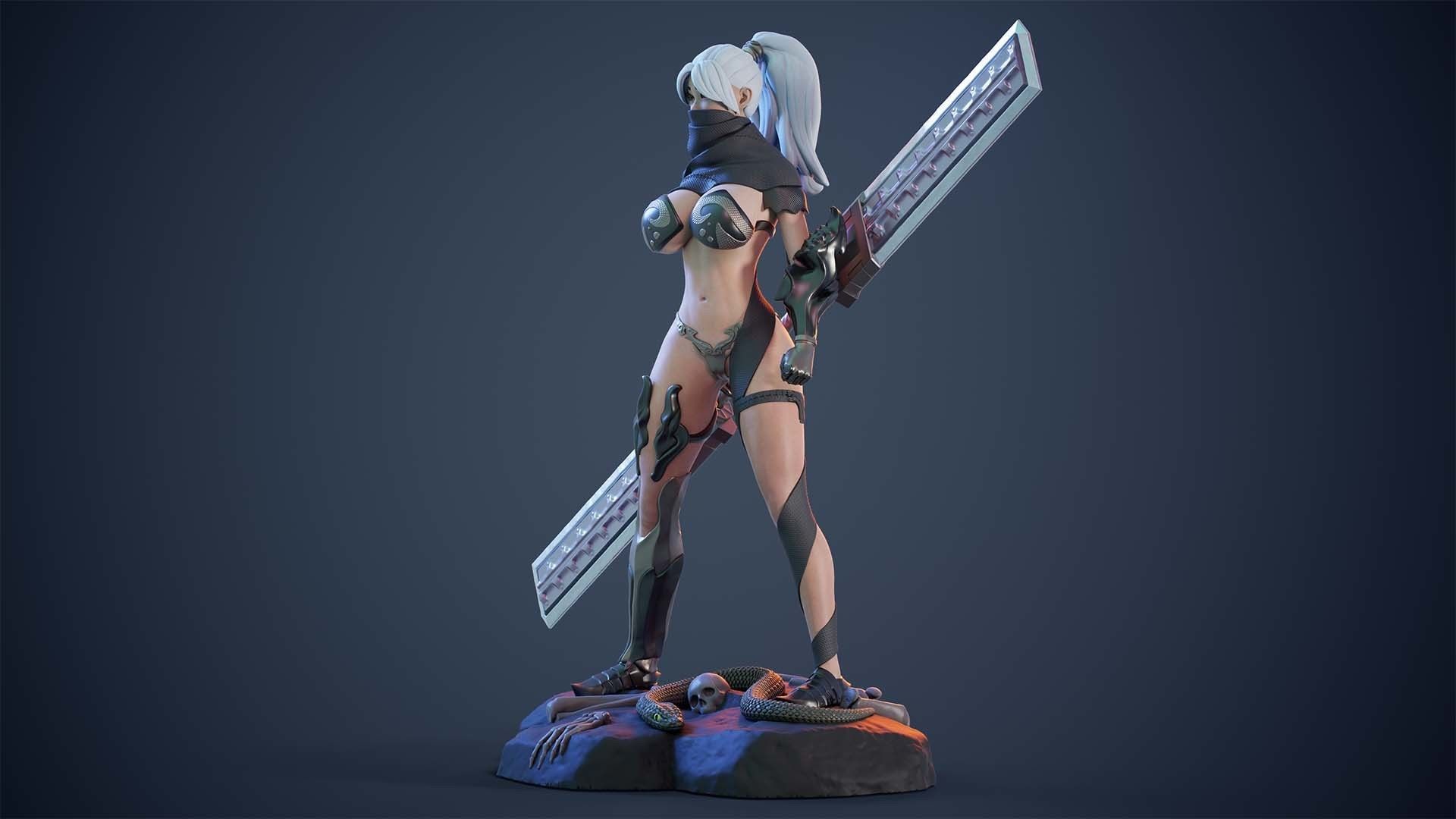3D Print model - lady warrior - Fully armored version - b 3D print model_5