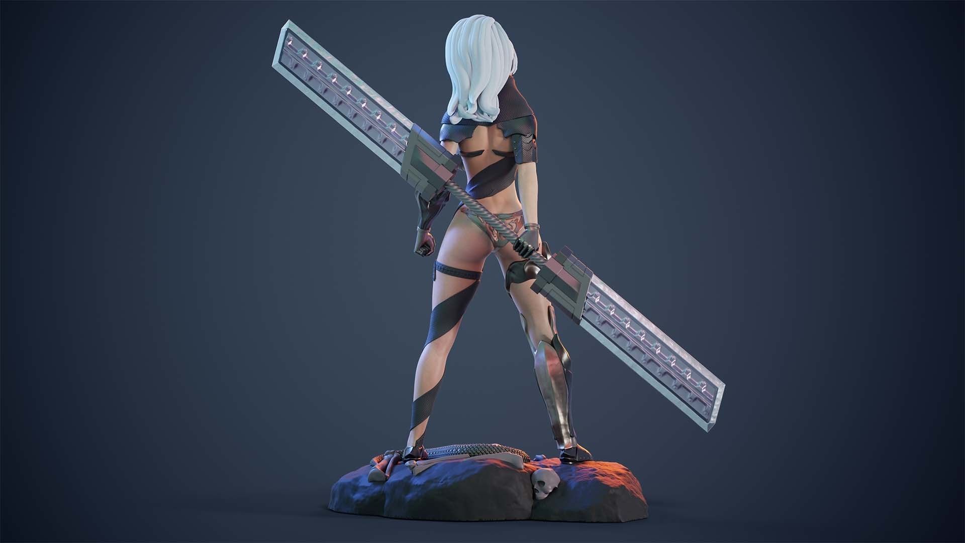 3D Print model - lady warrior - Fully armored version - b 3D print model_7