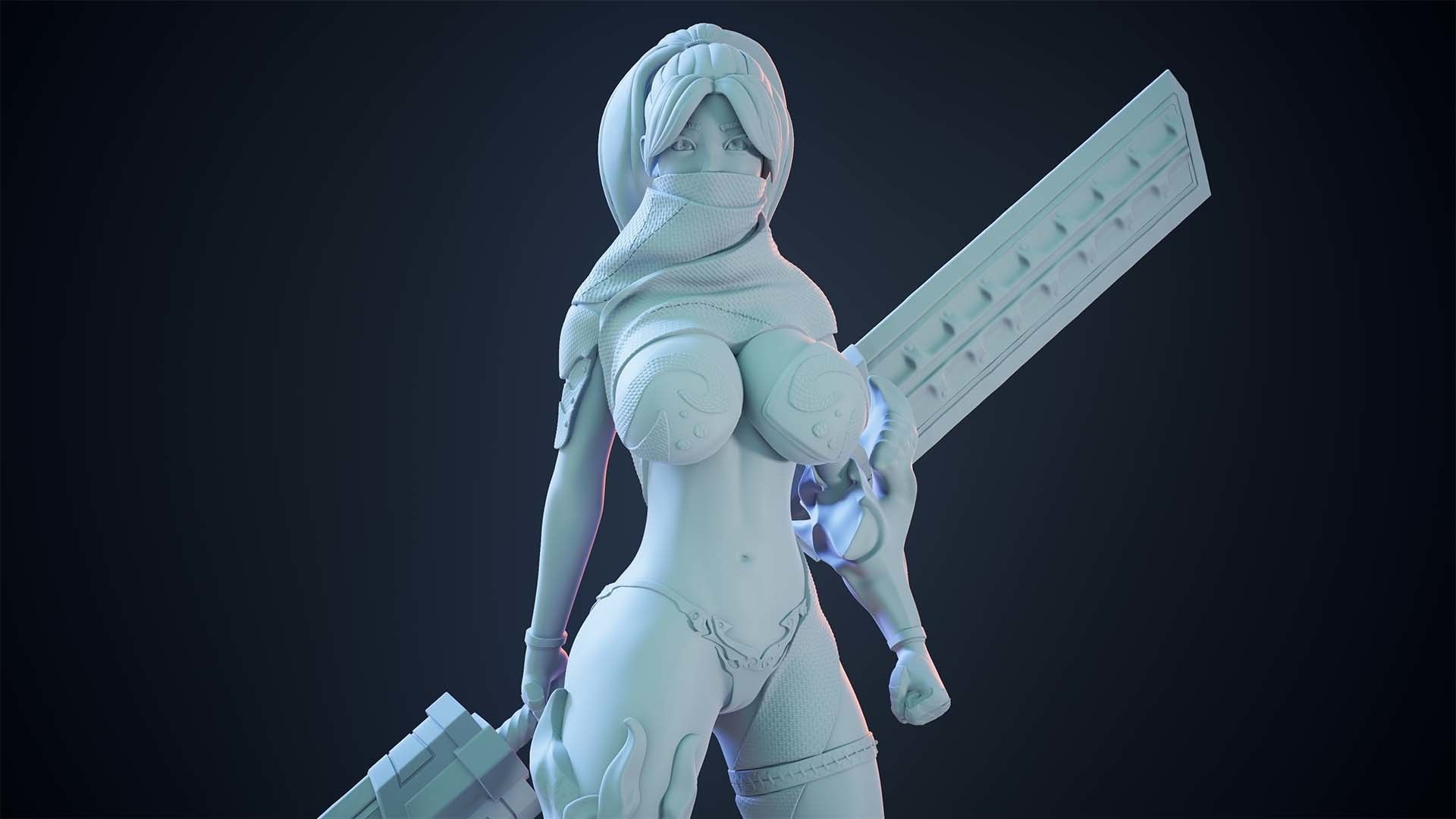 3D Print model - lady warrior - Fully armored version - b 3D print model_12
