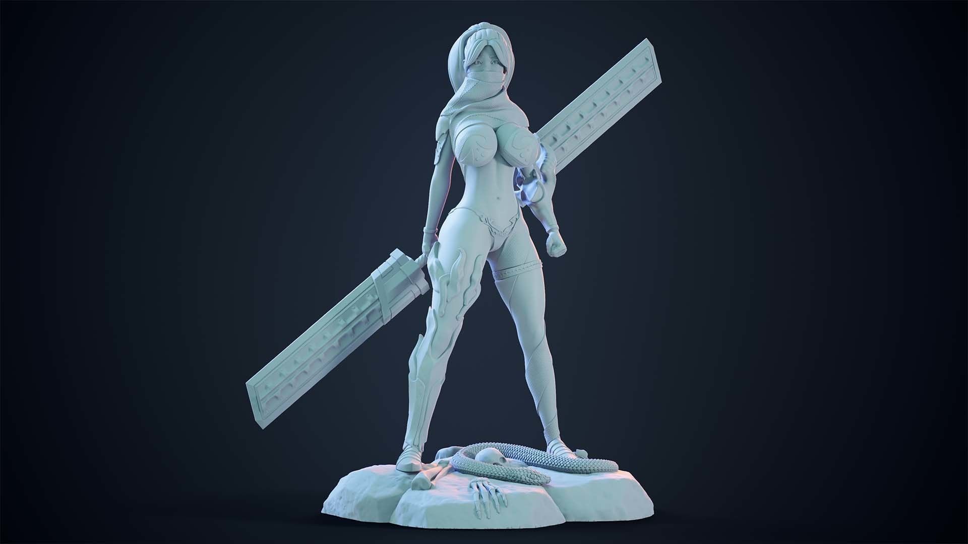 3D Print model - lady warrior - Fully armored version - b 3D print model_11