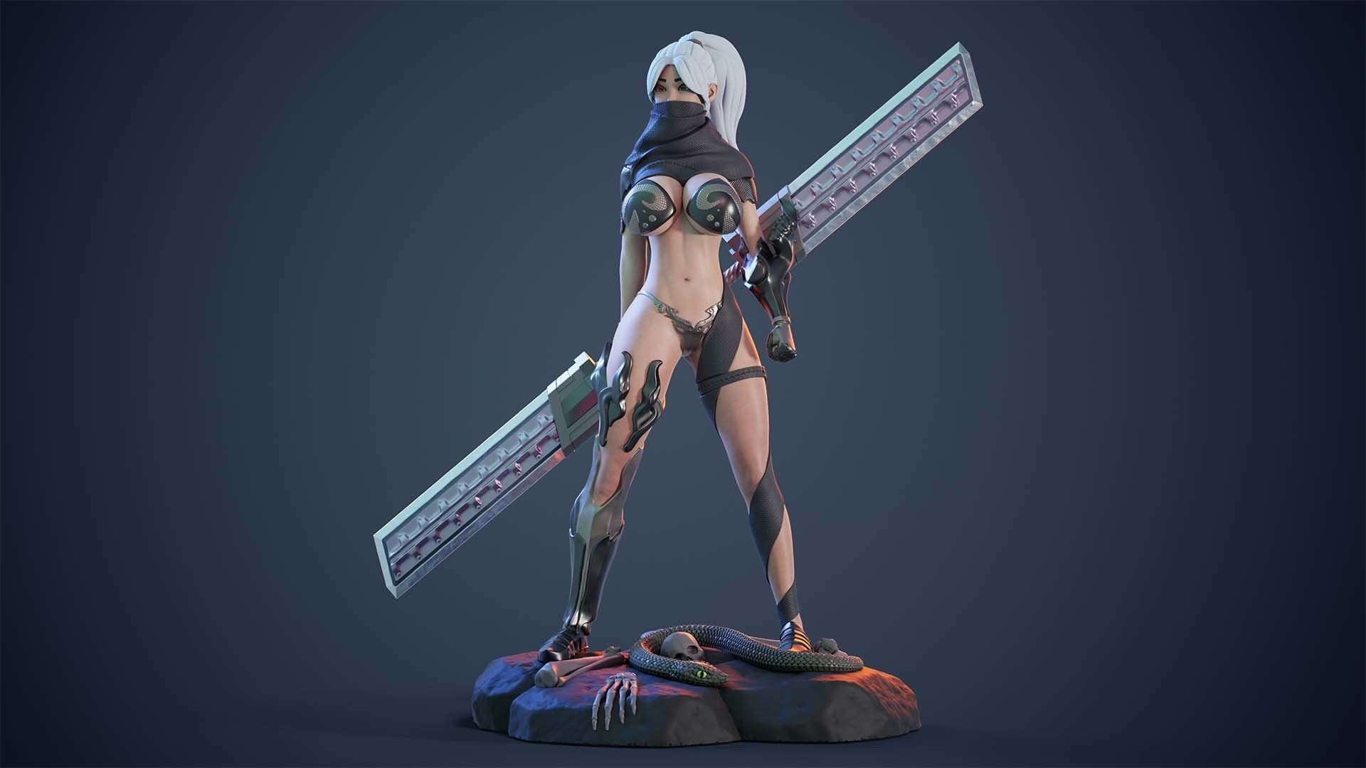 3D Print model - lady warrior - Fully armored version - b 3D print model_4