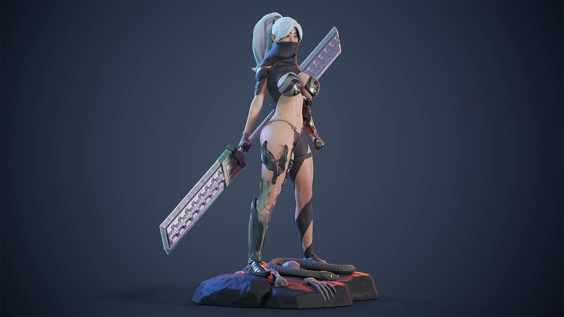 3D Print model - lady warrior - Fully armored version - b 3D print model_9