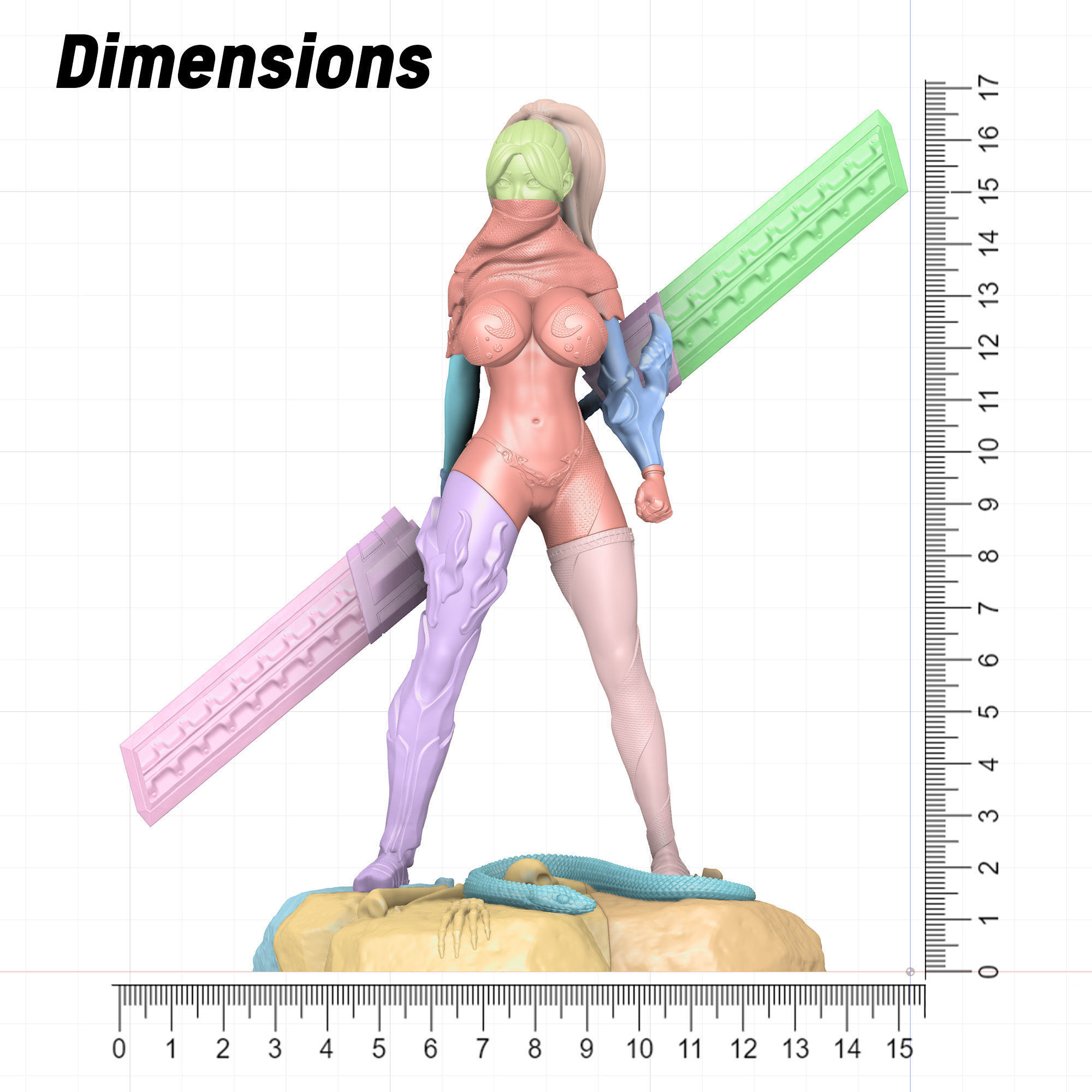 3D Print model - lady warrior - Fully armored version - b 3D print model_19