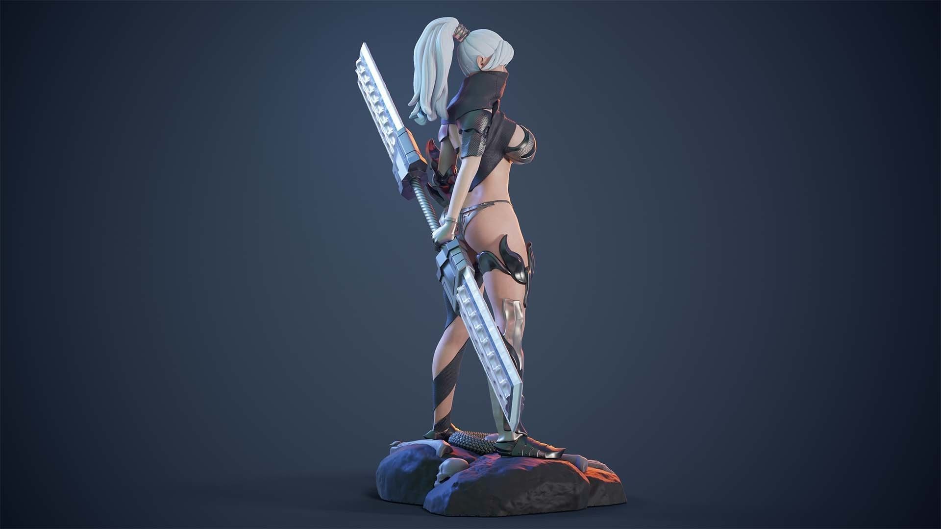 3D Print model - lady warrior - Fully armored version - b 3D print model_8