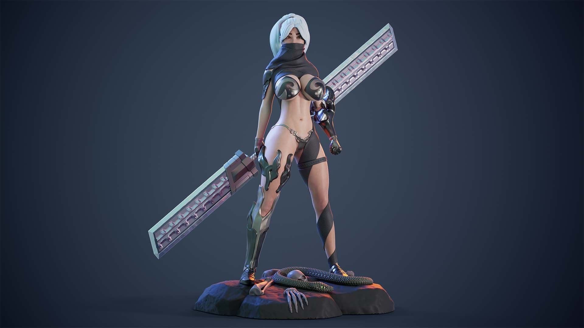 3D Print model - lady warrior - Fully armored version - b 3D print model_10