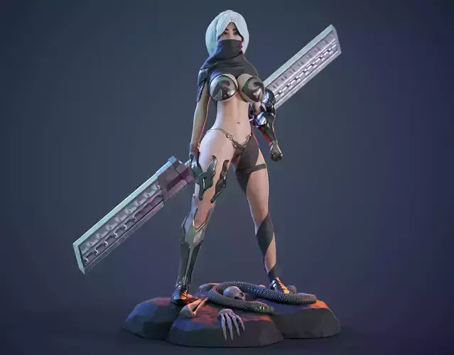 3D Print model - lady warrior - Fully armored version - b 3D print model