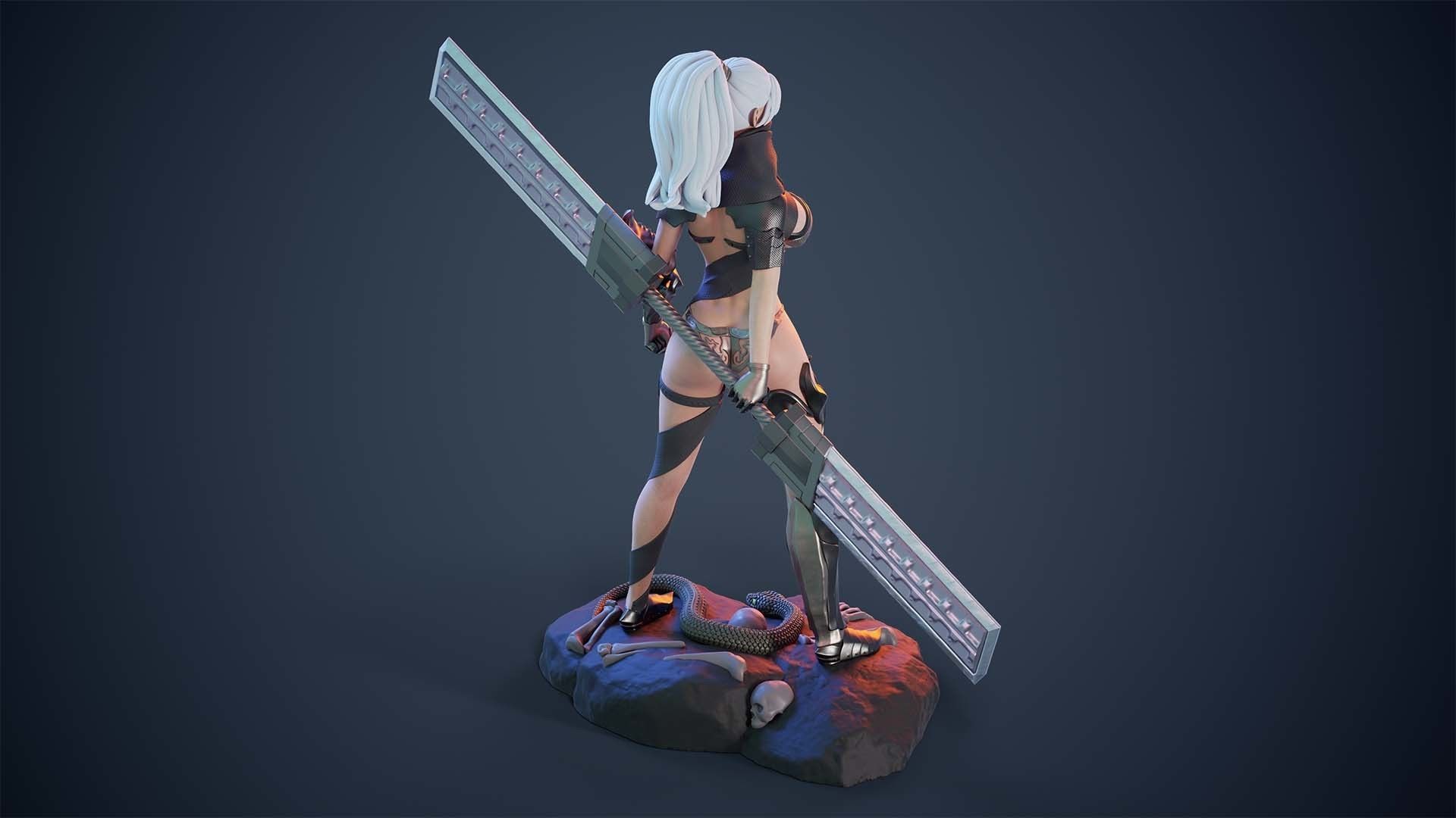 3D Print model - lady warrior - Fully armored version - b 3D print model_18