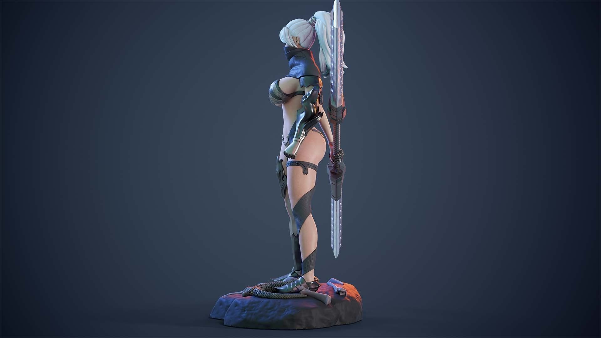 3D Print model - lady warrior - Fully armored version - b 3D print model_6