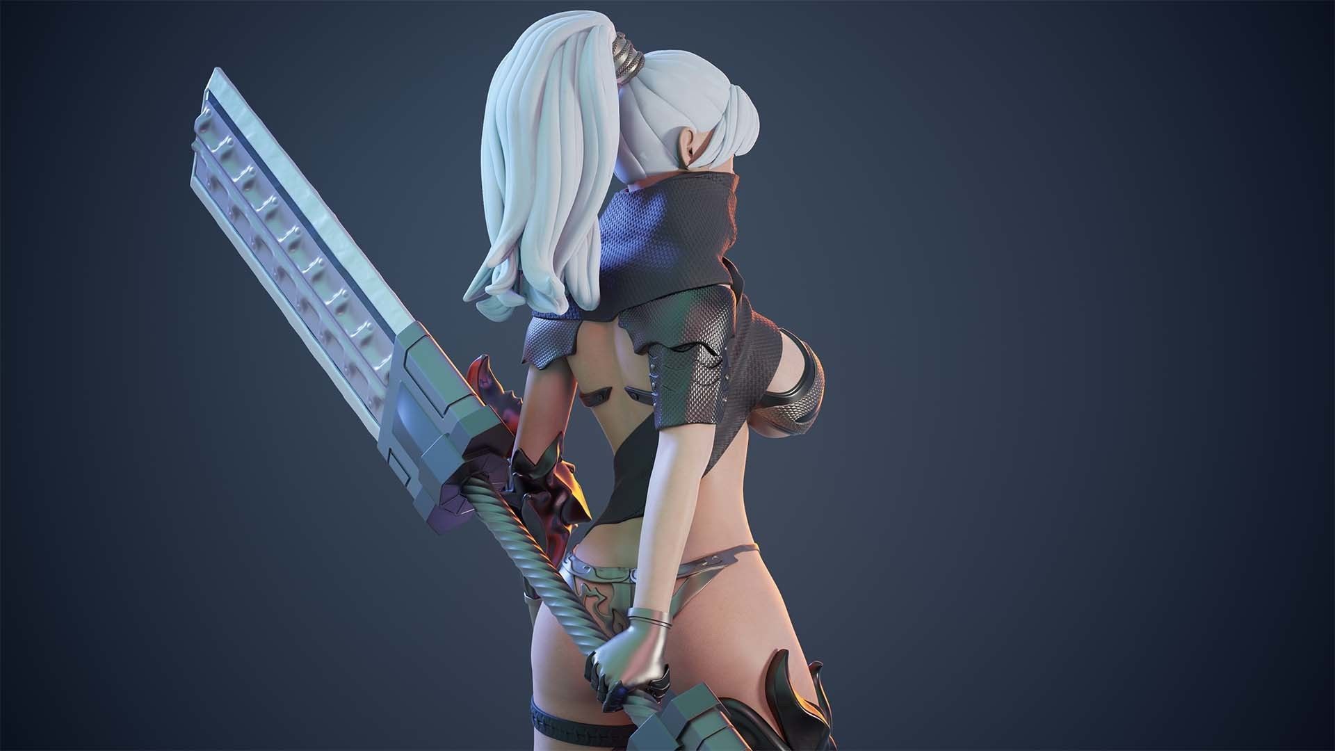 3D Print model - lady warrior - Fully armored version - b 3D print model_16