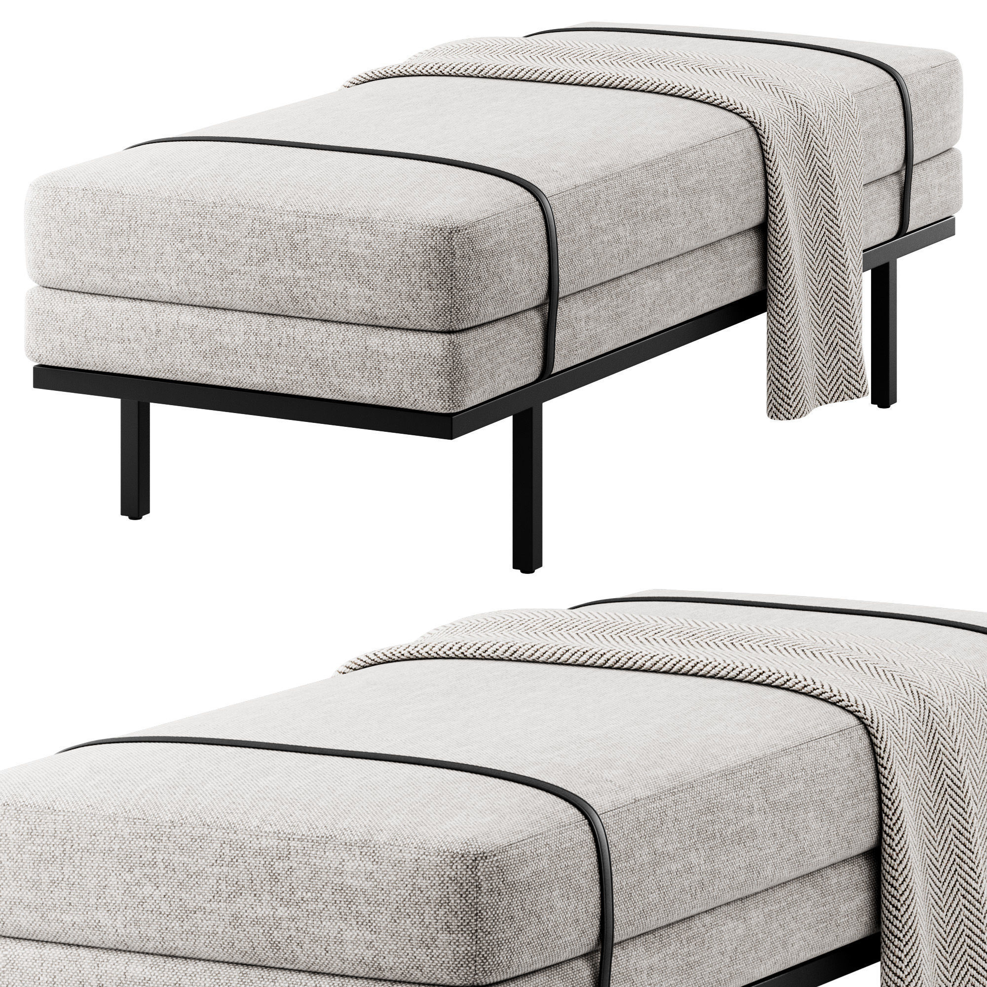 Ronan Modern Bench by Kathy Kuo Home 3D model_3