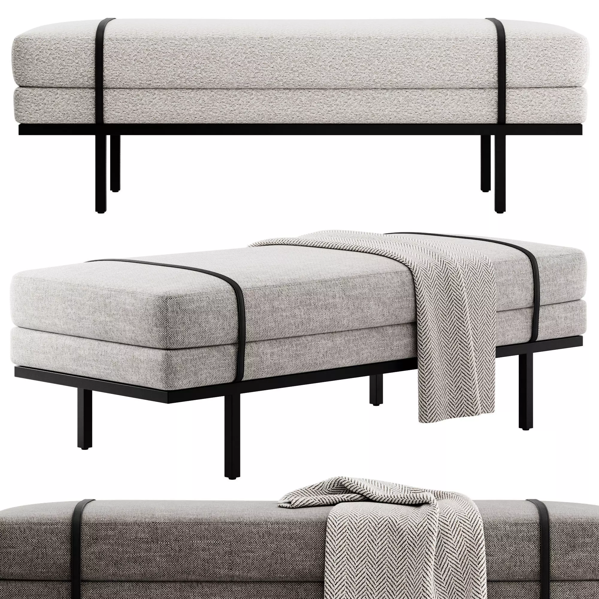 Ronan Modern Bench by Kathy Kuo Home 3D model_0