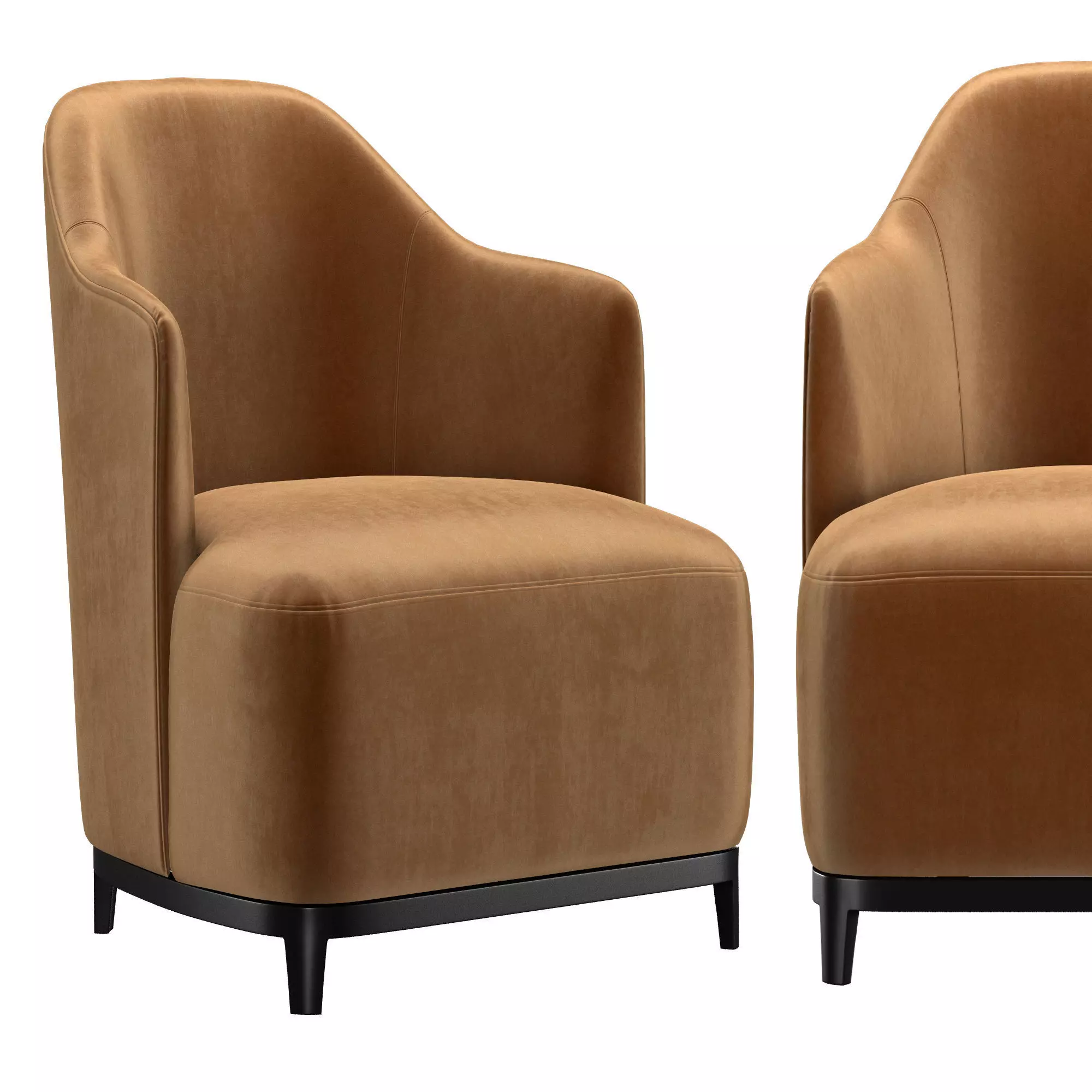 High velor club chair 3D model