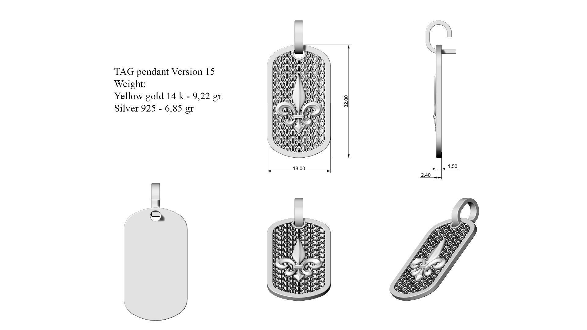 TAG pendant Version 15 Fleur de lis 3D print model_2