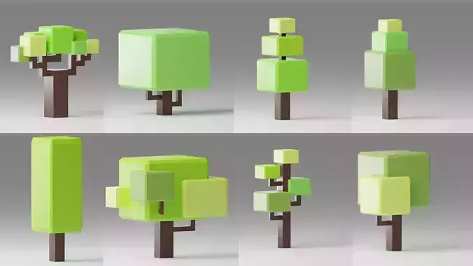 Low Poly Trees - Cubic Low-poly 3D model
