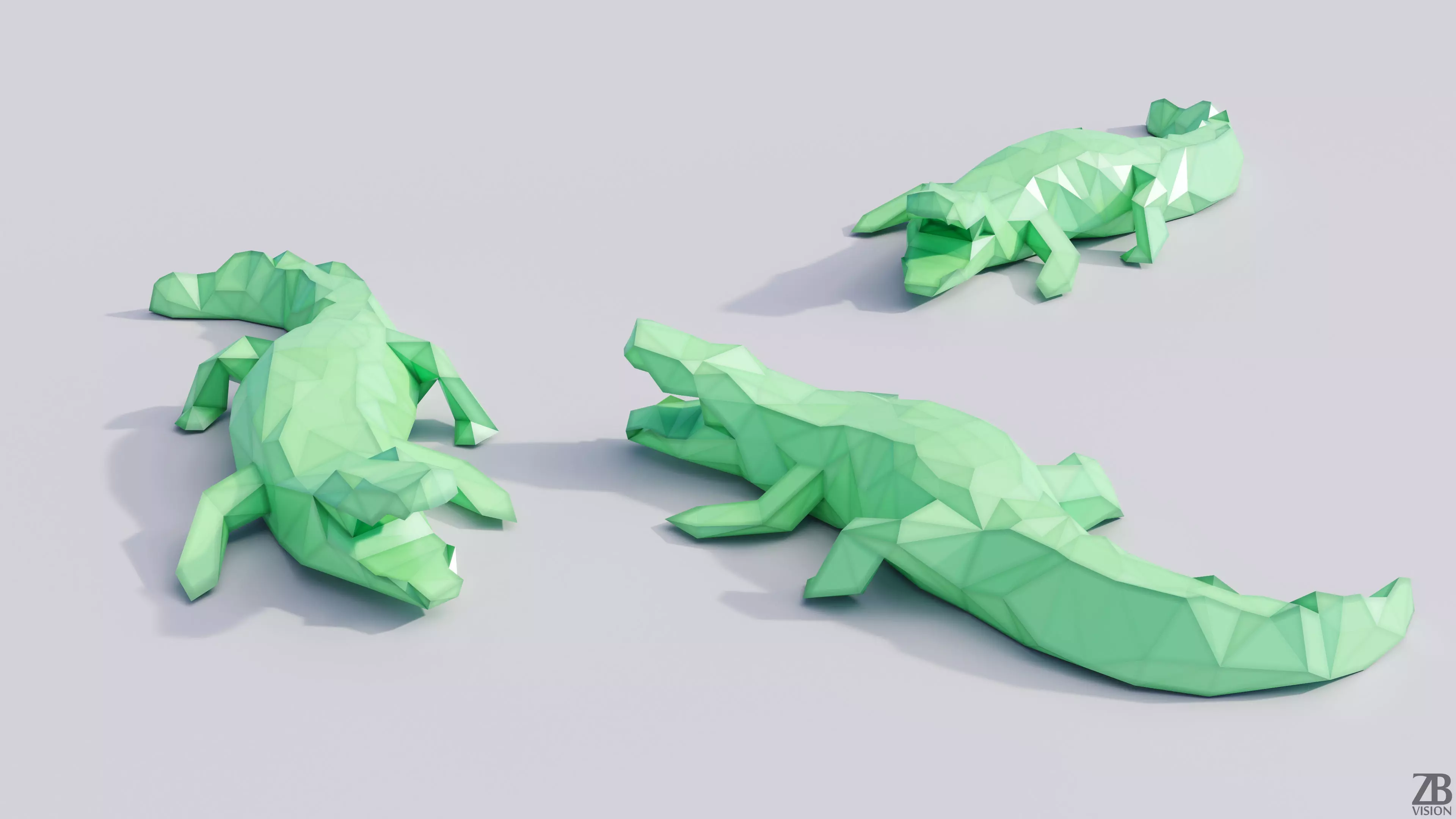 Lowpoly Crocodile 001 3D model_0