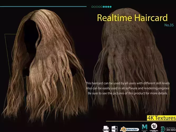 Realtime Haircard No35 Low-poly 3D model