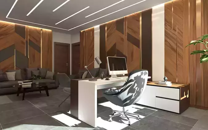 Manager office interior Scene 3D model