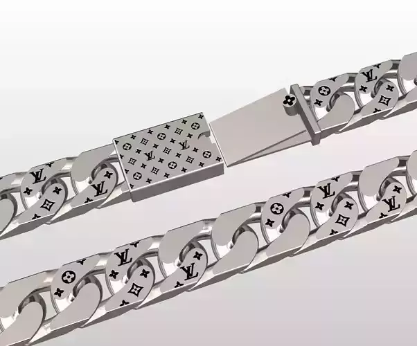 louis vuitton LV cuban chain with box lock  3D print model